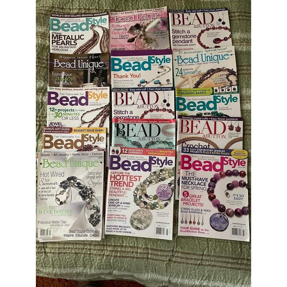 Bead Style Bead and Button Beadwork mixed lot of 15 crafts magazine by Various